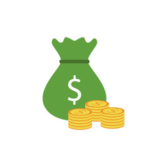 Poster - bag of money and coins colored icon. Element of bankings for mobile concept and web apps. Detailed bag of money and coins colored icon can be used for web and mobile