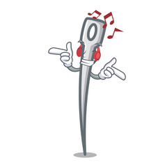 Sticker - Listening music needle mascot cartoon style