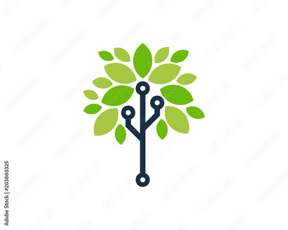 Tree Tech Icon Logo Design Element Stock Vector | Adobe Stock