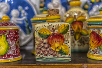 Italy, Florence 04,01,2018 Florentine ceramics in the art shop for sale