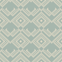 Wall Mural - Antique seamless background Check Triangle Geometry Cross Stitch Line