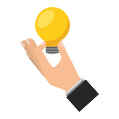 Poster - hand with bulb light idea isolated icon vector illustration design