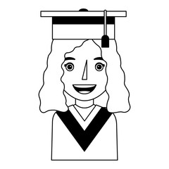 Wall Mural - young woman with graduation hat avatar character vector illustration design