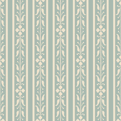 Wall Mural - Antique seamless background Flower Straight Stem Vine Line Leaf