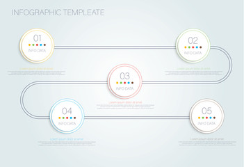 Aufkleber - timeline business infographic template with 5 steps, processes, parts, options. vector illustration.