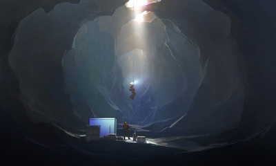 Strange cave, digital painting.