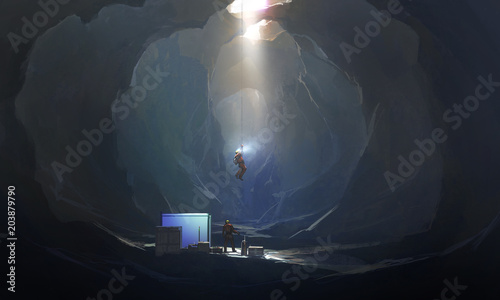 Cuadros en Lienzo Strange cave, digital painting.