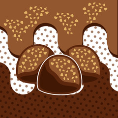 Wall Mural - chocolate candies chips melted dots background vector illustration