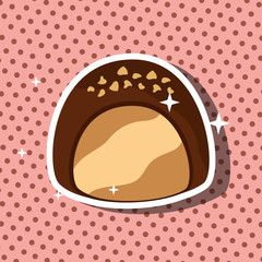 Wall Mural - chocolate candy vanilla stuffed tasty sweet dotted card vector illustration