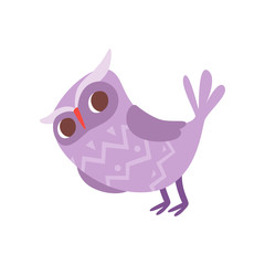 Canvas Print - Lovely funny cartoon purple owlet bird character vector Illustration on a white background