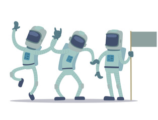 Wall Mural - Astronaut in space vector character having fun spaceman galaxy cosmos atmosphere astronautics system fantasy traveler man.
