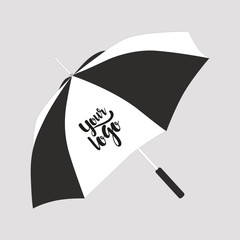 Customizable black and white umbrella Promotional gift. Vector illustration.