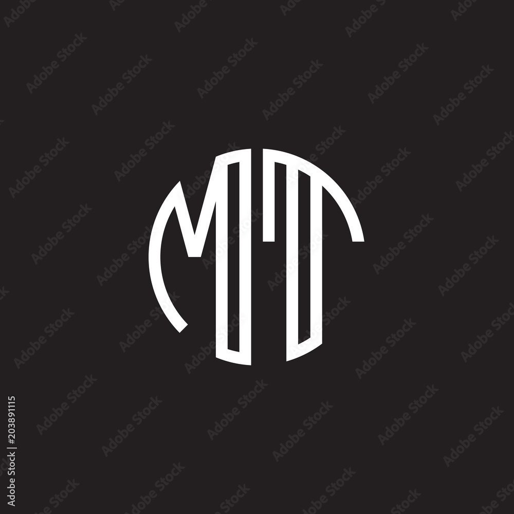 Vector Letters Mt Initial letter MT, minimalist line art monogram circle shape logo ...