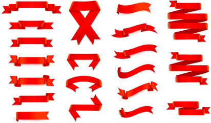 set of red ribbons isolated on white.