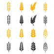 Black and yellow wheat ears silhouettes vector icons