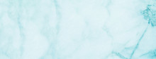 Turquoise Marble Surface Background Copy Space. Long Banner For Blogs And Web Sites