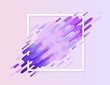 Glitched ultra violet banner with digital signal error effect with square frame. Modern design element with abstract stripes and shapes that looks like corrupted image, vector illustration.