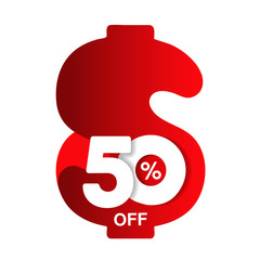 Poster - Vector special sale offer. Red tag 50 off.