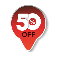 Poster - Vector special sale offer. Red tag 50 off.