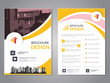 Vector modern brochure design, abstract flyer with background of houses. Layout template with city. Poster of pink, yellow and white color. Magazine cover.