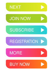 Poster - Vector colorful buttons with arrow - rectangle labels on the white background. Usable for a link, Read more, Next, Join now, Subscribe, Registration, Buy now.