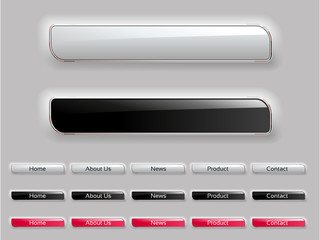 Poster - Vector web design menu buttons. Website navigation bar. Website header. Glossy labels.
