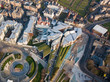 Aerial / Birds eye view of the Scottish Parliament building, Edinburgh, Scotland, UK