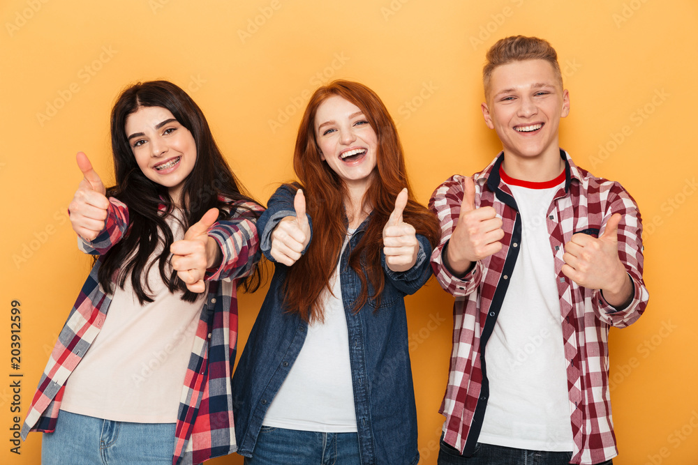 Group of cheerful school friends