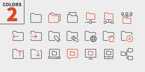 Fototapete - folder ui pixel perfect well-crafted vector thin line icons 48x48 ready for 24x24 grid for web graph