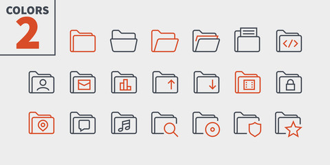Fototapete - folder ui pixel perfect well-crafted vector thin line icons 48x48 ready for 24x24 grid for web graph