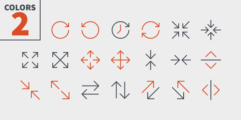 Poster - Arrows UI Pixel Perfect Well-crafted Vector Thin Line Icons 48x48 Ready for 24x24 Grid for Web Graphics and Apps with Editable Stroke. Simple Minimal Pictogram Part 3-5