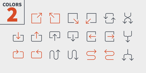 Fototapete - Arrows UI Pixel Perfect Well-crafted Vector Thin Line Icons 48x48 Ready for 24x24 Grid for Web Graphics and Apps with Editable Stroke. Simple Minimal Pictogram Part 5-5