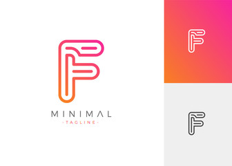 Wall Mural - Minimal Line Letter Initial F Logo Design Template. Vector Logo Illustration