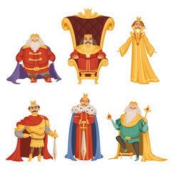 Wall Mural - Set illustrations of king in cartoon style