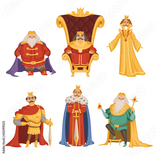 Fotomural Set illustrations of king in cartoon style