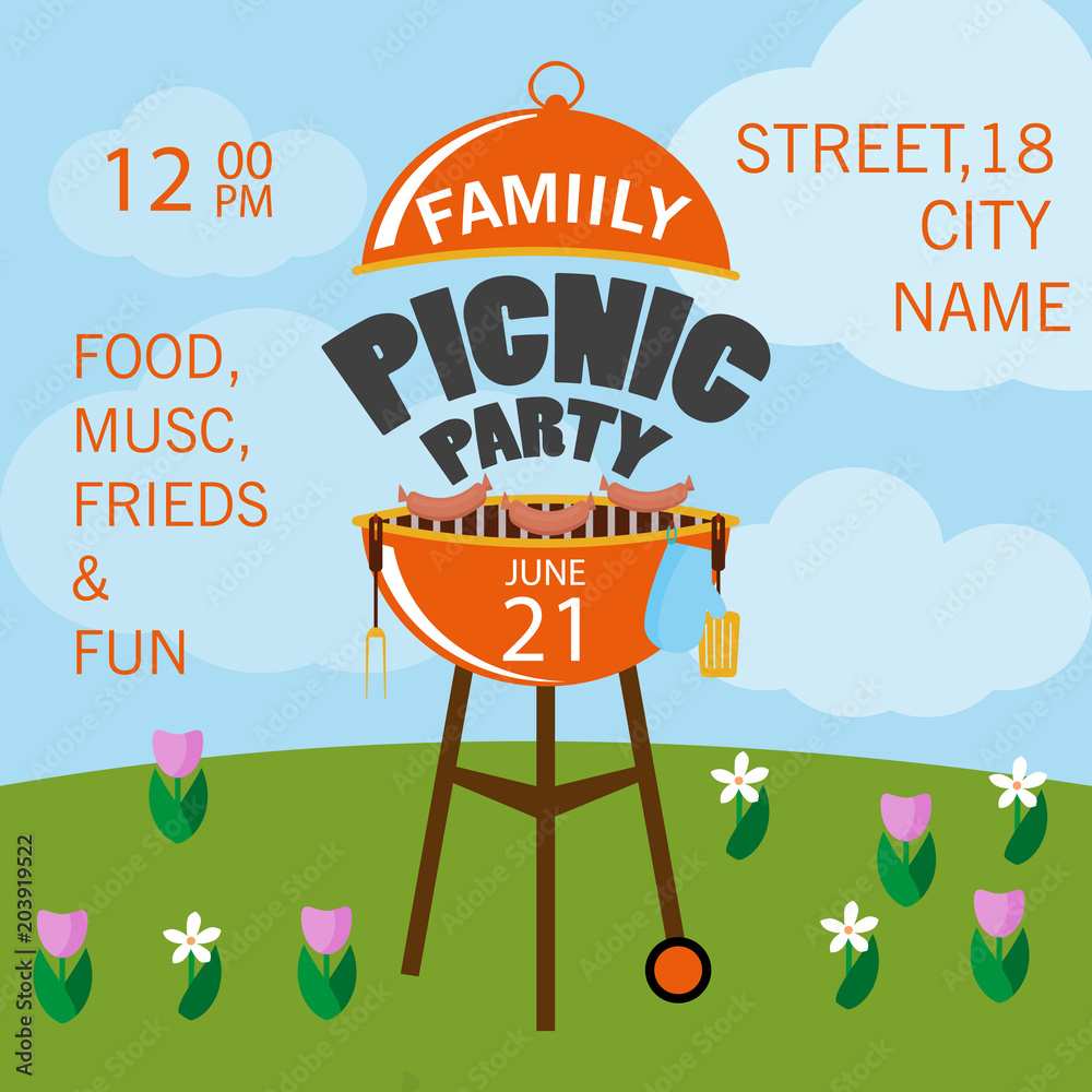 Lovely vector barbecue party invitation design template set. Stock ...