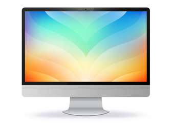 Poster - computer monitor with colorful abstract screen vector illustration