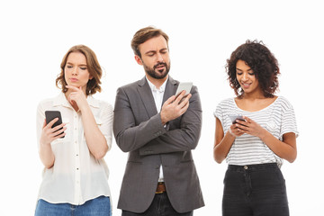 Poster - Group of pensive young multiethnic business people