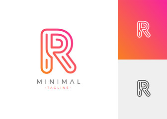 Wall Mural - Minimal Line Letter Initial R Logo Design Template. Vector Logo Illustration