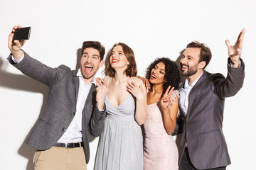 Poster - Group of happy well dressed multiracial people