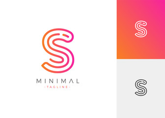 Wall Mural - Minimal Line Letter Initial S Logo Design Template. Vector Logo Illustration