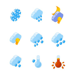 Wall Mural - 3d isometric of various weather symbols