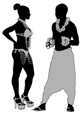 Wall Mural - African man and woman in national clothes on a white background