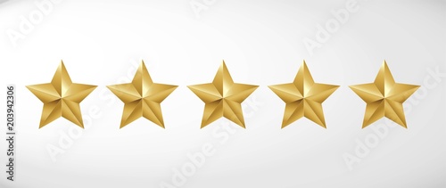 Fotomural Star rating realistic gold star set vector