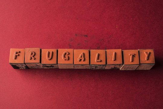 Frugality headline made by letter printers