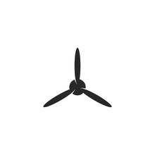 Blades Propeller Logo Of Airplane On White Background. Wind Energy Icon.