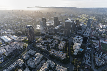 Wall Mural - Cityscape aerial view of Century City with West Los Angeles and Santa Monica California in background.