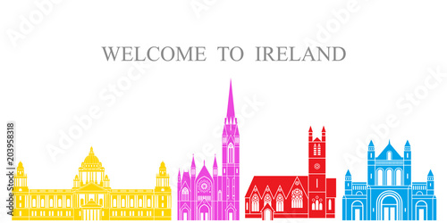Ireland set. Isolated Ireland architecture on white background Poster