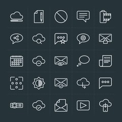 Poster - Modern Simple Set of cloud and networking, chat and messenger, video, photos, email Vector outline Icons. Contains such Icons as  chat,  old and more on dark background. Fully Editable. Pixel Perfect.
