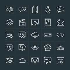 Poster - Modern Simple Set of cloud and networking, chat and messenger, video, photos, email Vector outline Icons. Contains such Icons as  internet and more on dark background. Fully Editable. Pixel Perfect.